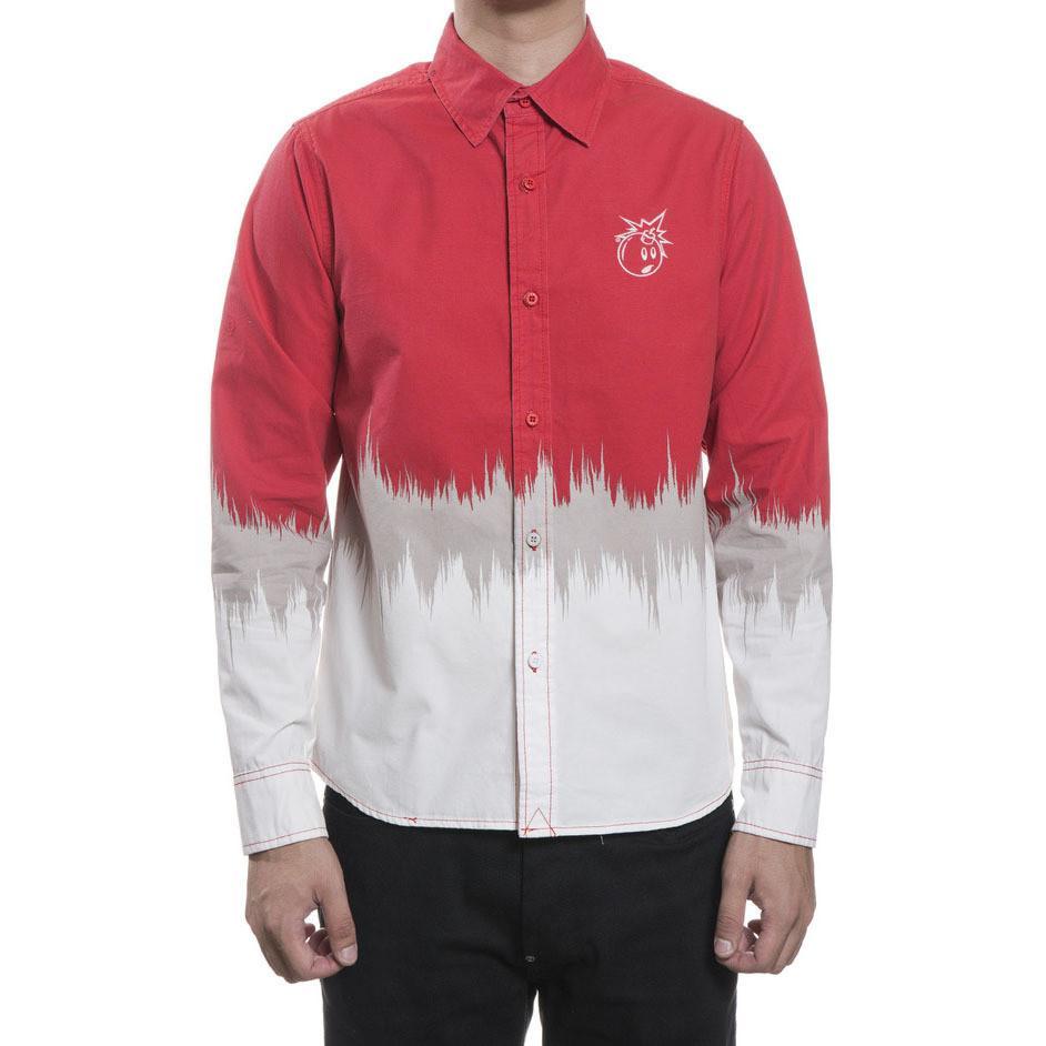 THE HUNDREDS SCREECH WOVEN RED L/S SHIRT T13W108006-RED - CLOTHING - Solestop.com - Canada