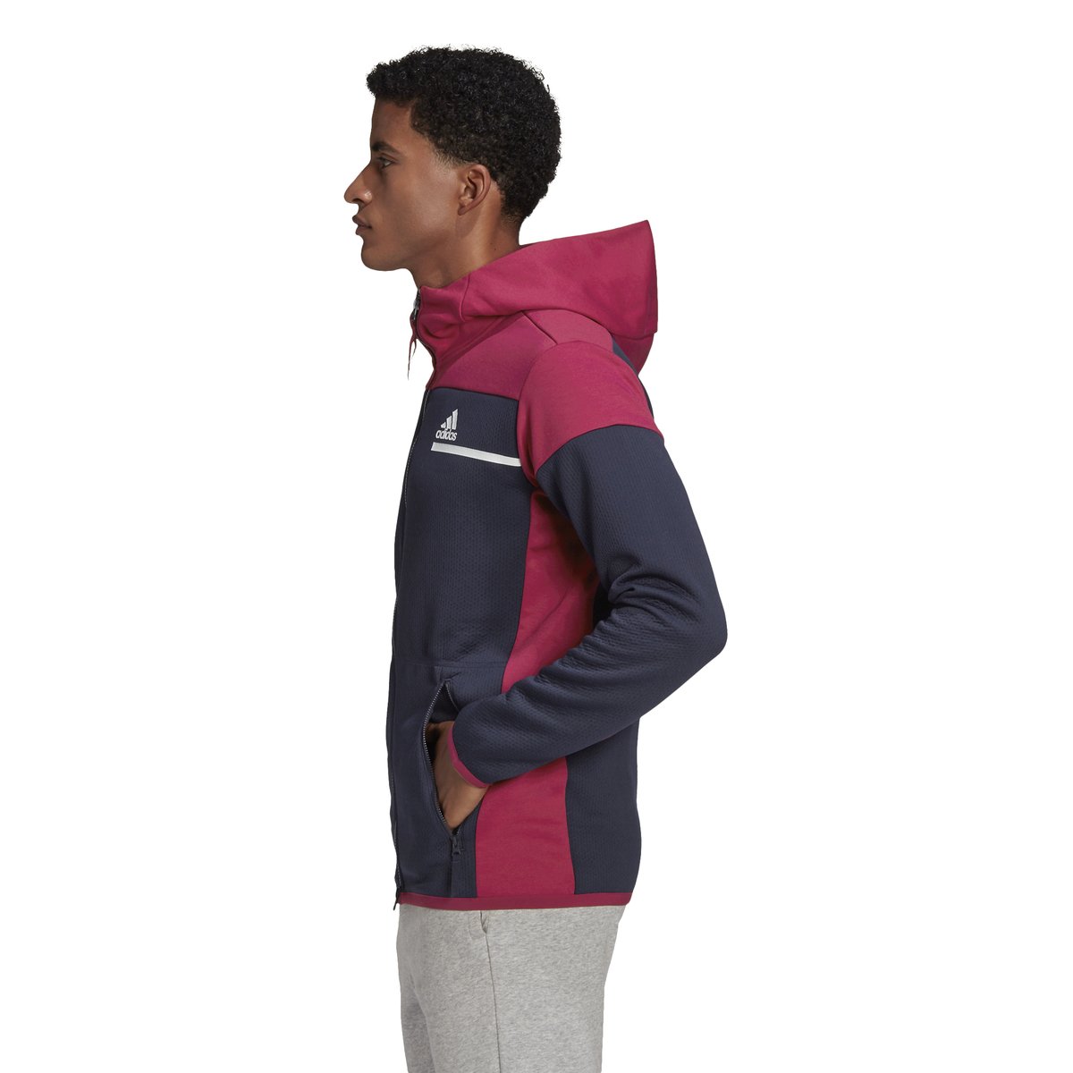 SWEATERS - Adidas Men ZNE AERORDY Full Zip Legend Ink Power Berry FT6131