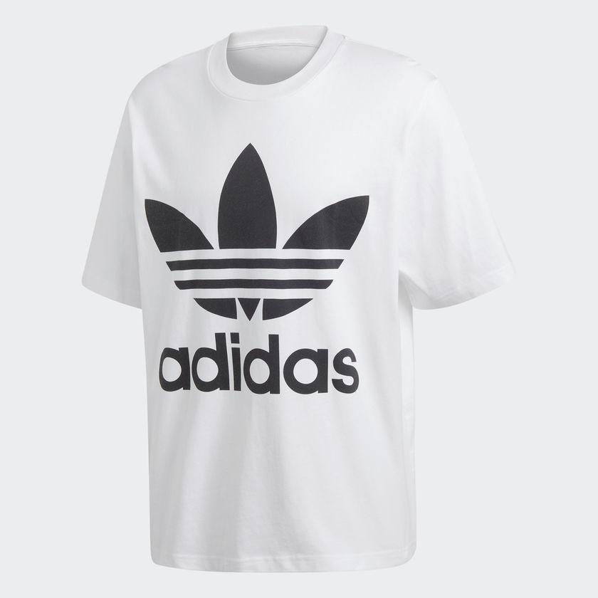 CLOTHING - Adidas Originals Oversized Tee Trefoil White Black CW1212