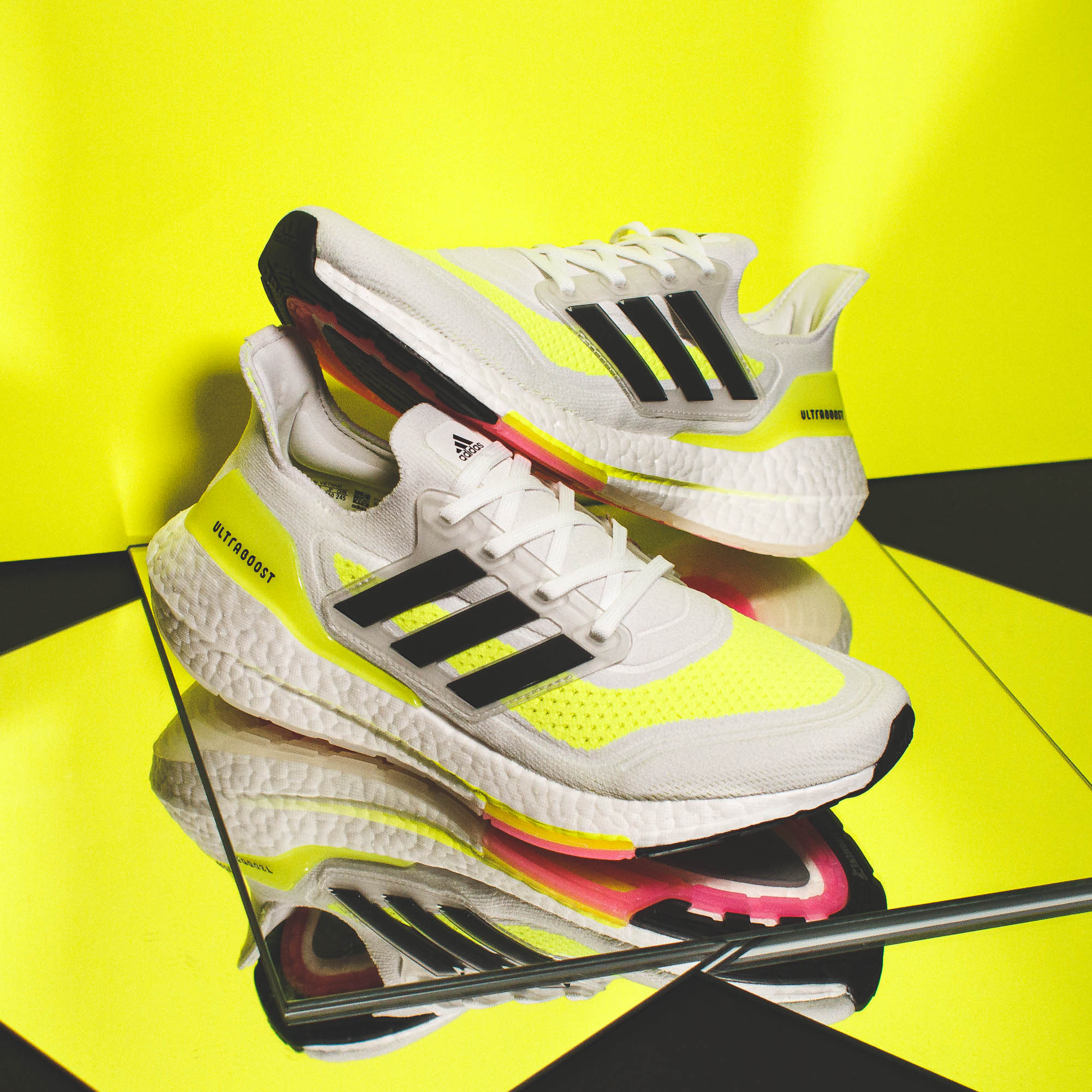 Adidas Running Women Ultraboost 21 White Black Yellow FY0401 - FOOTWEAR - Canada