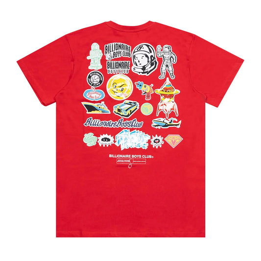 Billionaire Boys Club Stickered SS Tee Red - T-SHIRTS - Canada