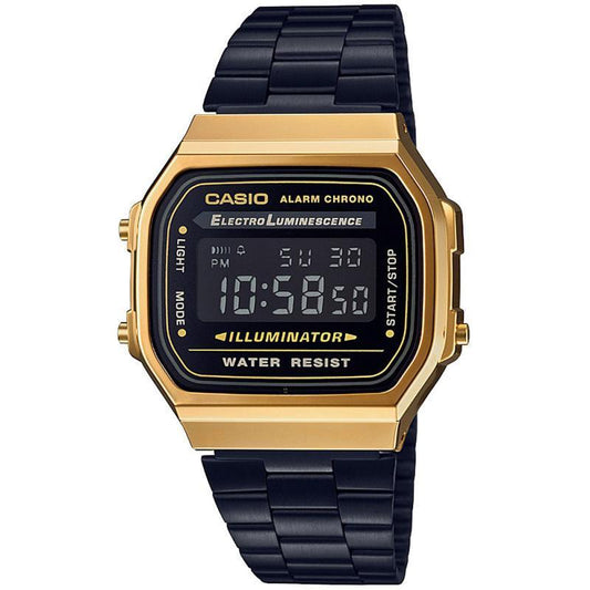 Casio Vintage Collection Black Gold Digital Retro Watch A168WEGB-1BVT - ACCESSORIES - Solestop.com - Canada
