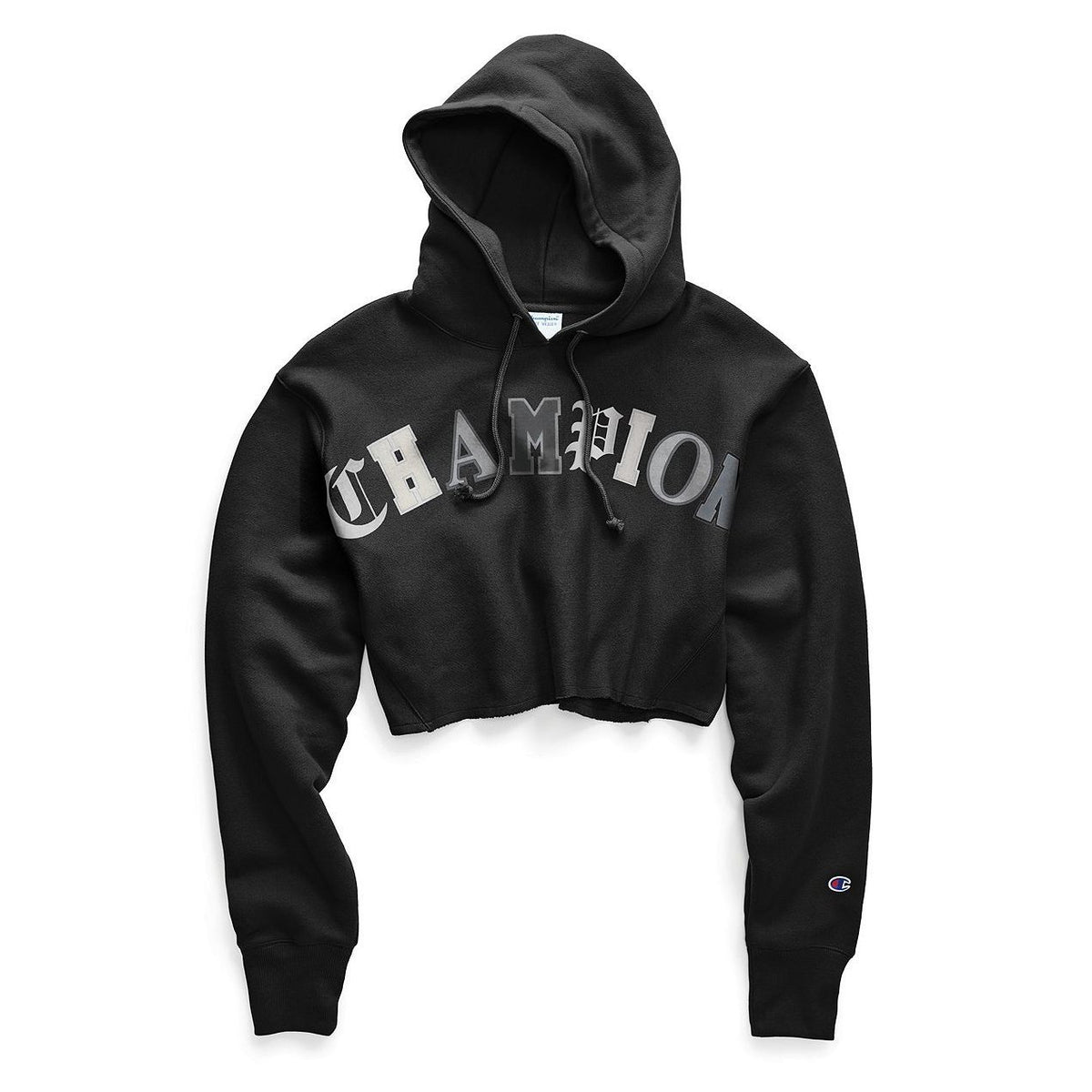 SWEATERS - Champion Reverse Weave Cut Off Pullover Hood Graphic Black Women WL659G-550216-003
