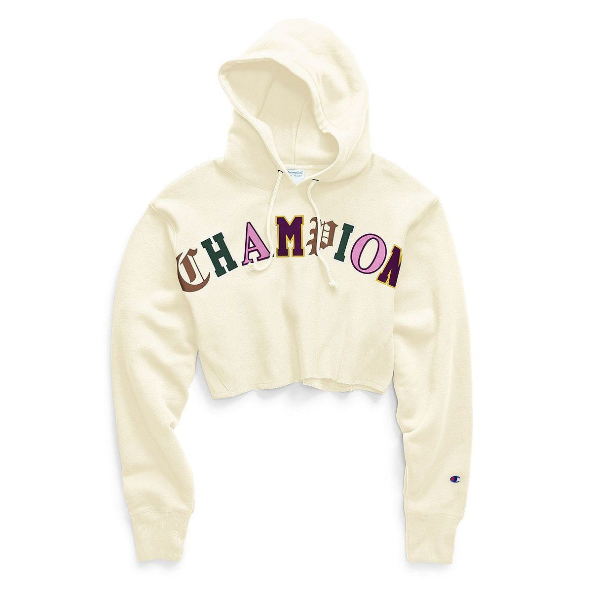 SWEATERS - Champion Reverse Weave Cut Off Pullover Hood Graphic Chalk White Women WL659G-550216-1QF