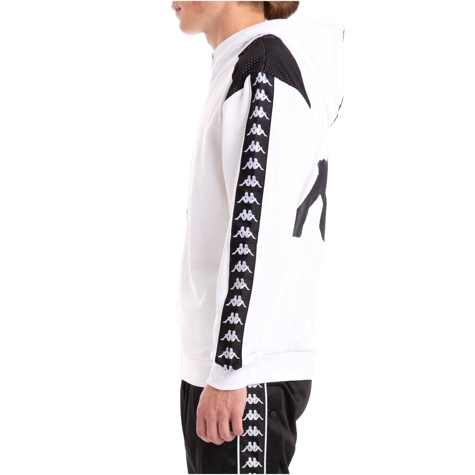 SWEATERS - Kappa Authentic Bray White Black Hoodie 304IEL0-904