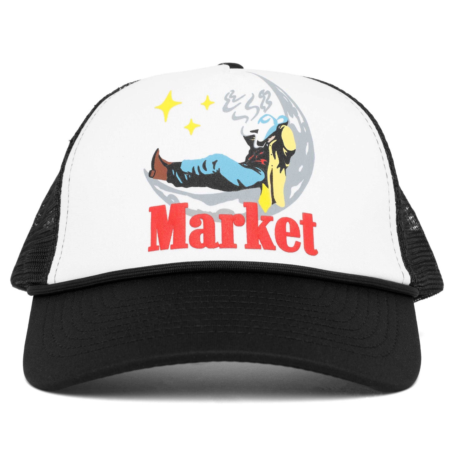 Market Man On Moon Trucket Rambler Hat Black - HEADWEAR - Canada