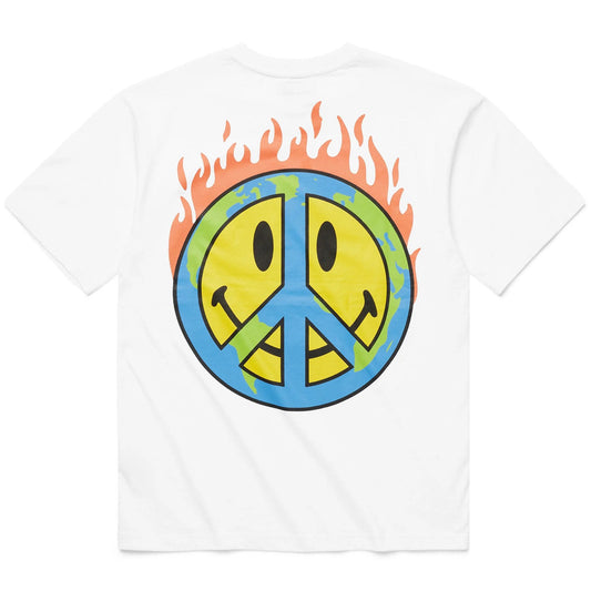 Market Men Smiley Earth On Fire T-Shirt White - T-SHIRTS - Canada