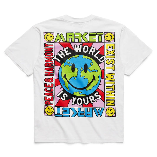 Market Men Smiley Peace And Harmony World T-Shirt White - T-SHIRTS - Canada