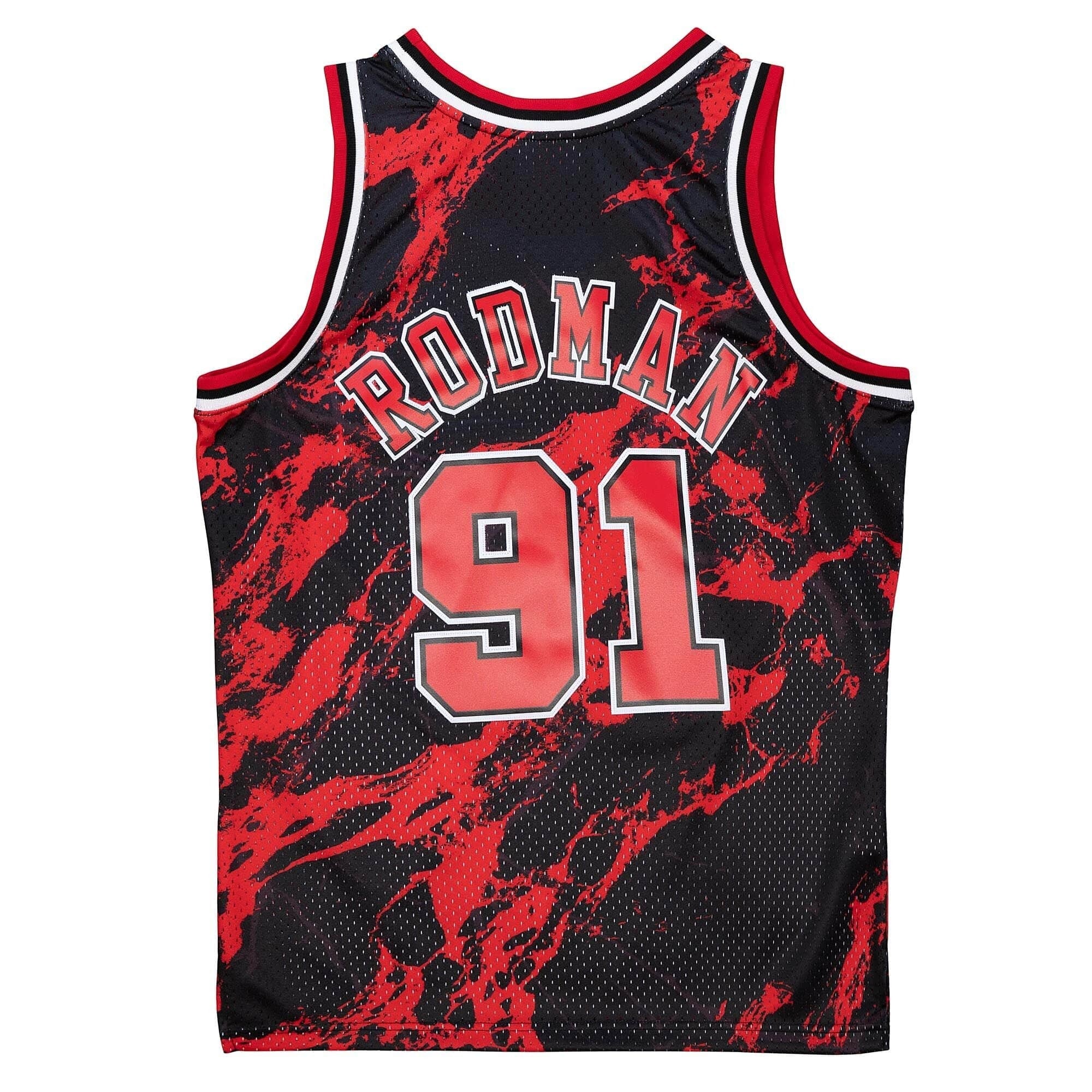 Mitchell & Ness Dennis Rodman Chicago Bulls Red and Green Hardwood Classic Swingman NBA Jersey- Mens Black XXXL