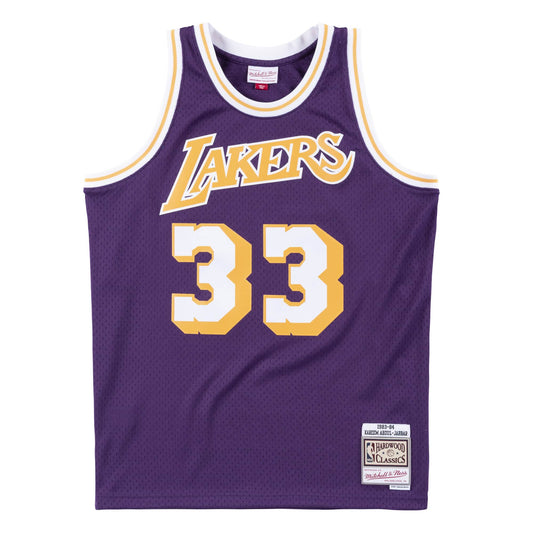Mitchell & Ness Men NBA Los Angeles Lakers Swingman Jersey Kareem Abdul-Jabbar Purple ’83-84 SJY18109LAL83KA - TANK TOPS - Canada