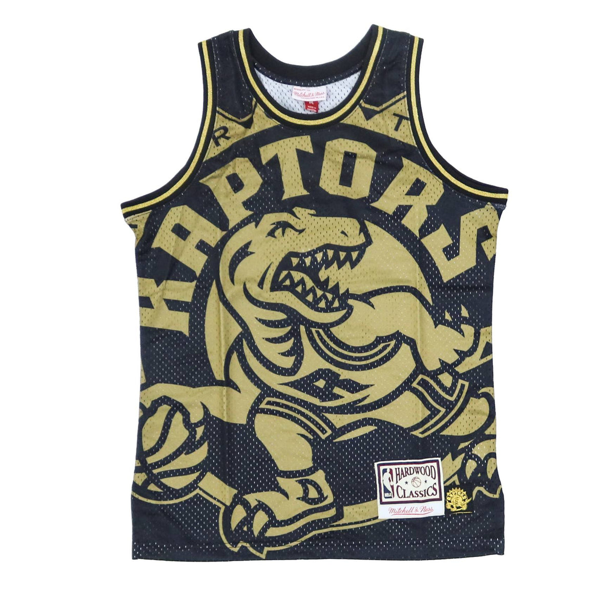 TANK TOPS - Mitchell & Ness Men NBA Toronto Raptors Big Face Black Gold Jersey HCTKJKBIGFACETR