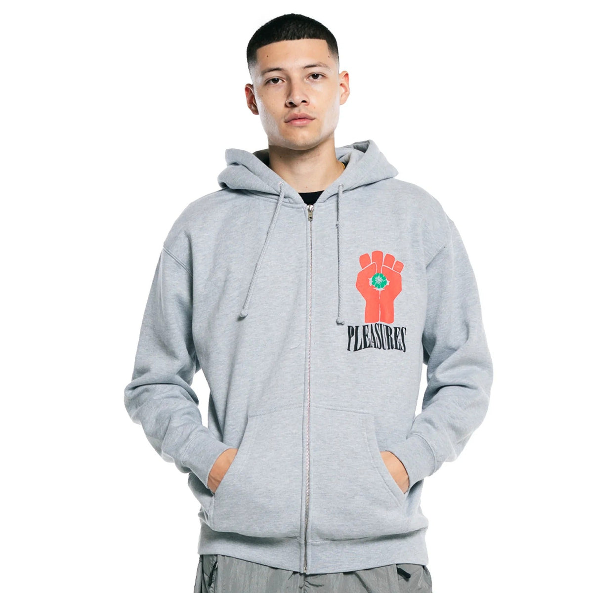 Pleasures Men HST Zip Hoodie Grey - SWEATERS - Canada