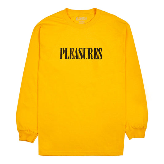Pleasures Men Tickle Logo LS T-Shirt Gold - T-SHIRTS - Canada