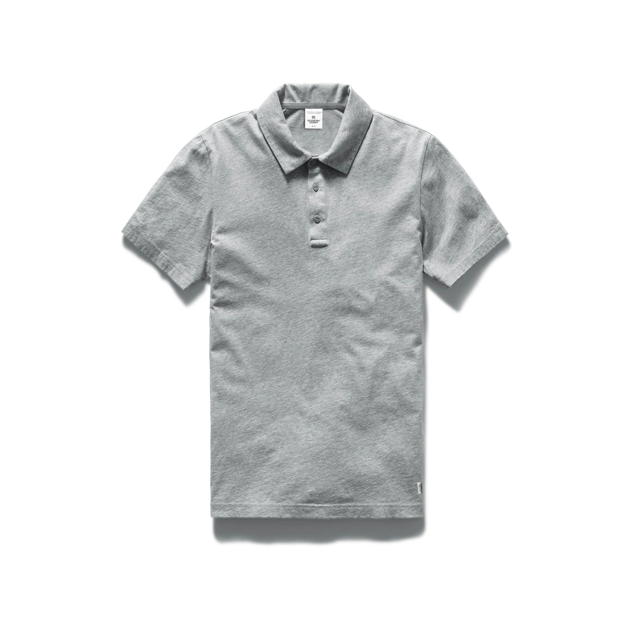 Reigning Champ Men Knit Pima Jersey Polo Heather Grey RC-1180-GRY - TOPS - Canada