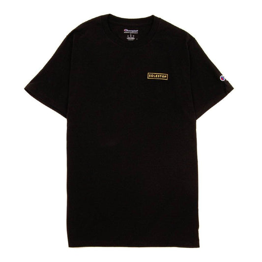 T-SHIRTS - Solestop Logo X Champion Left Chest Embroidery Tee Black Yellow SSEMLOGO-BYW
