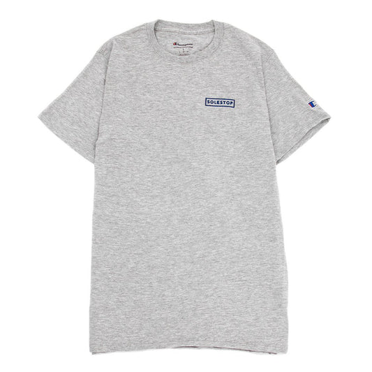 T-SHIRTS - Solestop Logo X Champion Left Chest Embroidery Tee Grey Navy SSEMLOGO-GNV