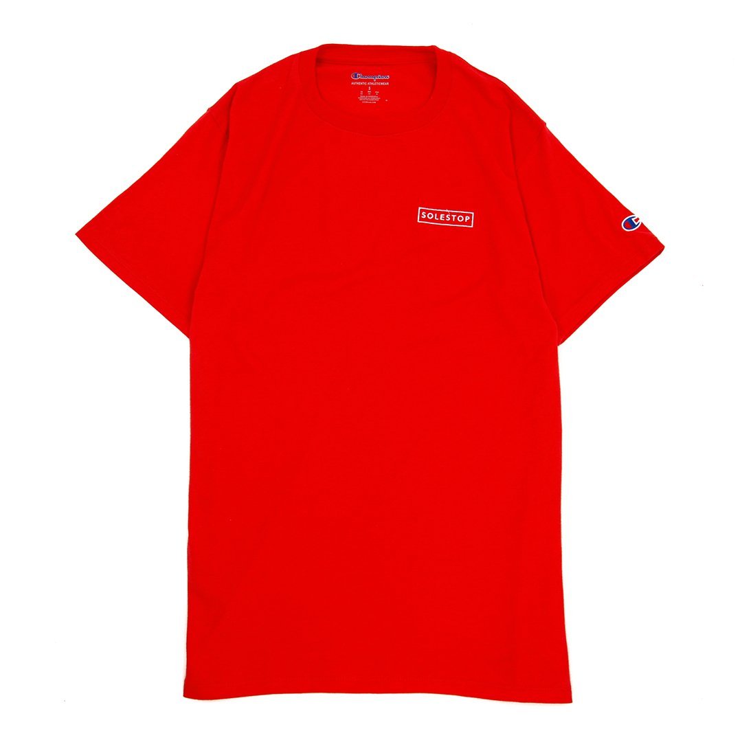Solestop Logo x Champion Left Chest Embroidery Tee Red White SSEMLOGO ...