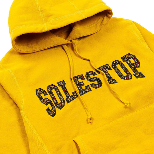 Solestop Men Classic Pullover Hooded Sweatshirt Mustard Paisley - SWEATERS - Canada