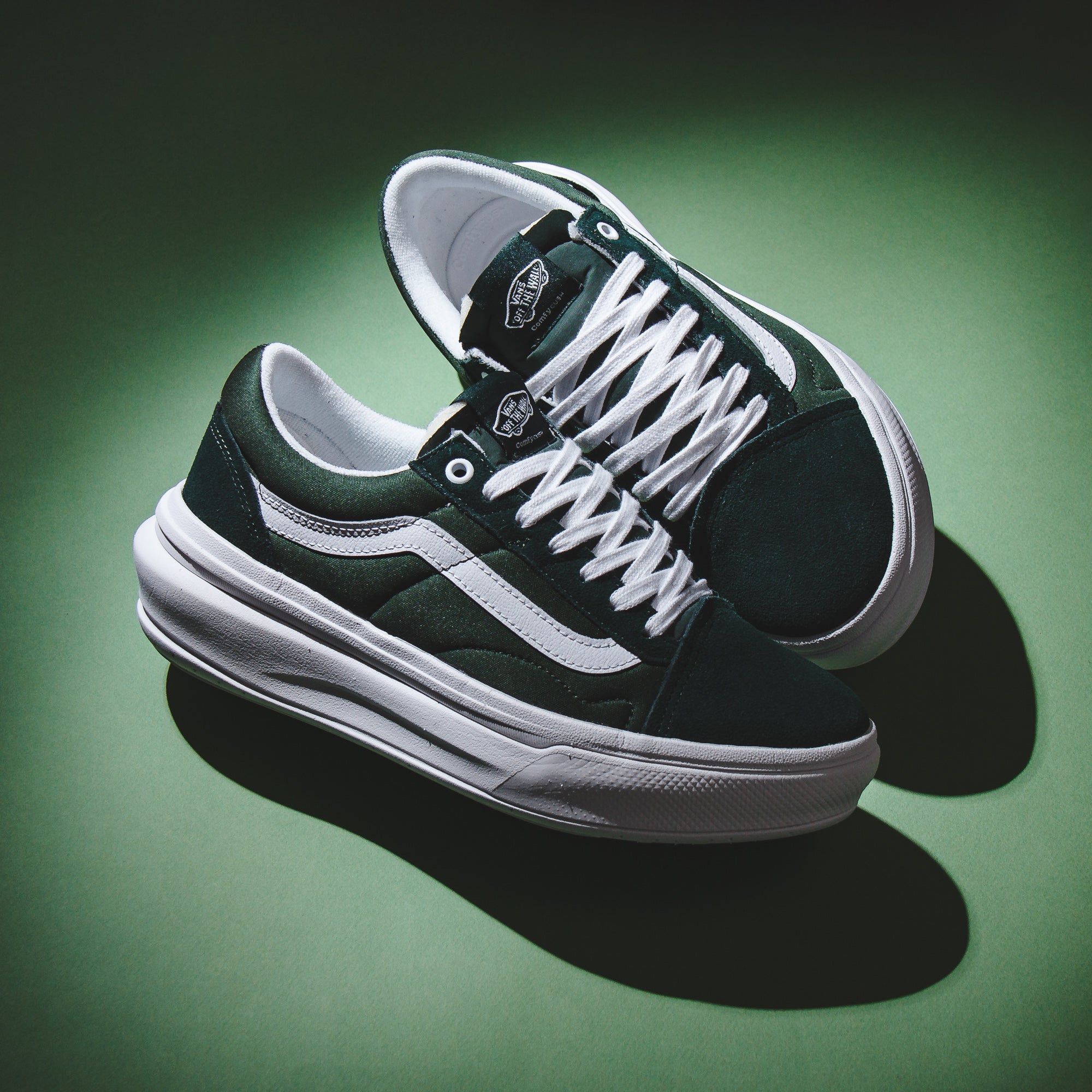 Vans Men Old Skool Overt CC Dark Green White VN0A7Q5EDGY - FOOTWEAR - Canada