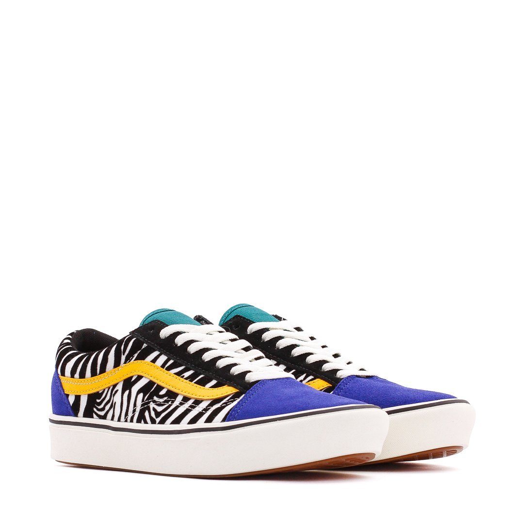 Vans UA ComfyCush Old Skool Zebra Tidepool Surf The Web Women VN0A3WMAVWT Secondary image