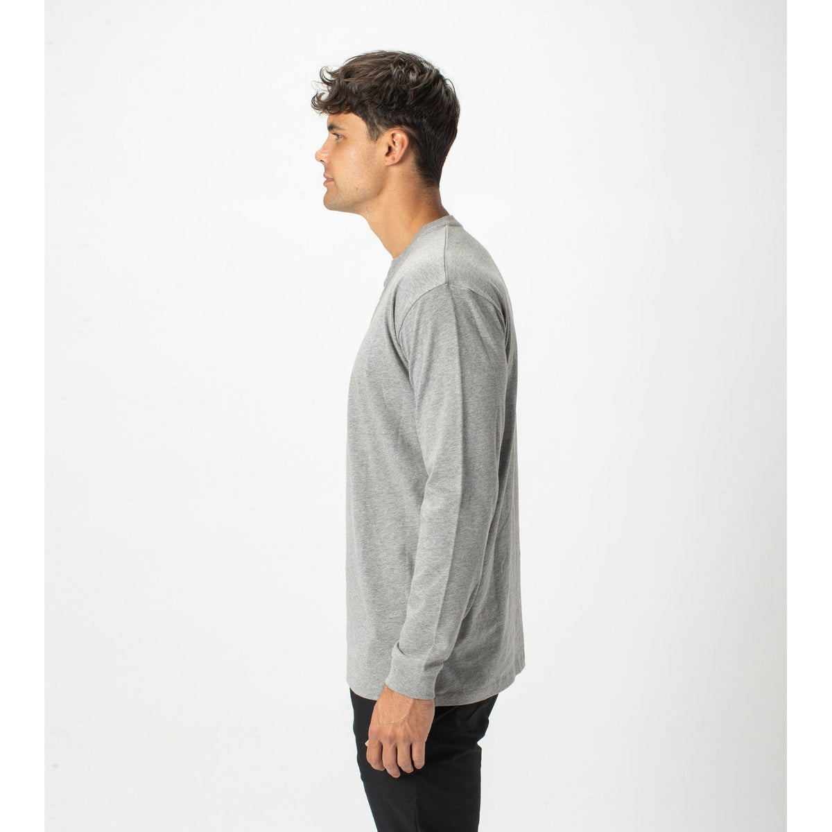 T-SHIRTS - Zanerobe Men Henley LS Tee Dark Grey Marle 128-STA