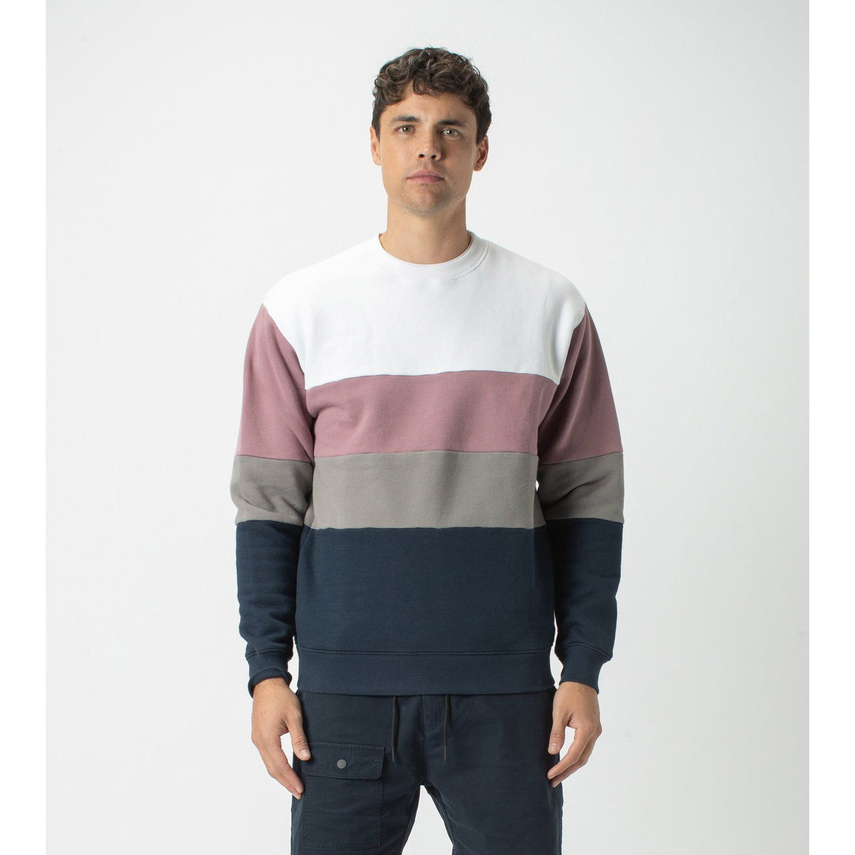 SWEATERS - Zanerobe Panel Crew Sweat DK Musk Men 400-FLD